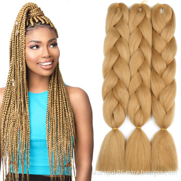 24''Long Strands Ombre Jumbo Synthetic Braiding Hair Crochet Blonde Hair Extensions